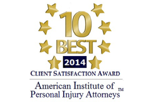 10 Best 2014 / Client Satisfaction Award / American Institute of Personal Injury Attorneys - Badge